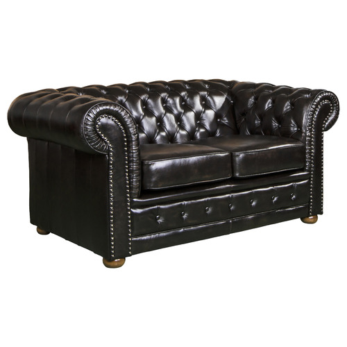 Small 2 seater online leather chesterfield sofa